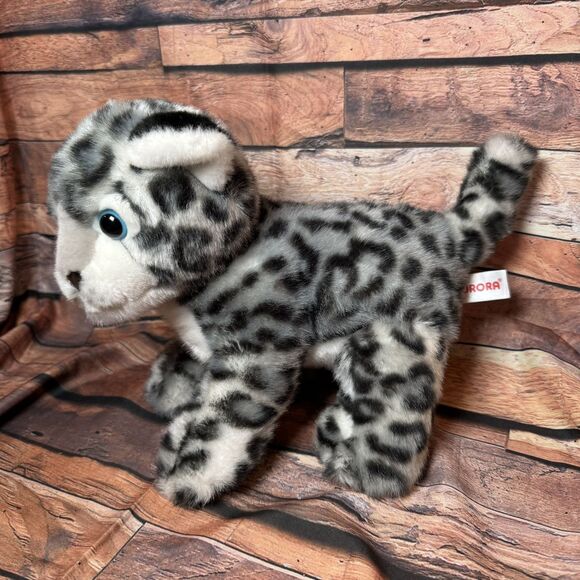 Aurora Snow Leopard Plush Stuffed Animal Toy Realistic Wild Cat Soft Cuddly Gift - Picture 2 of 10